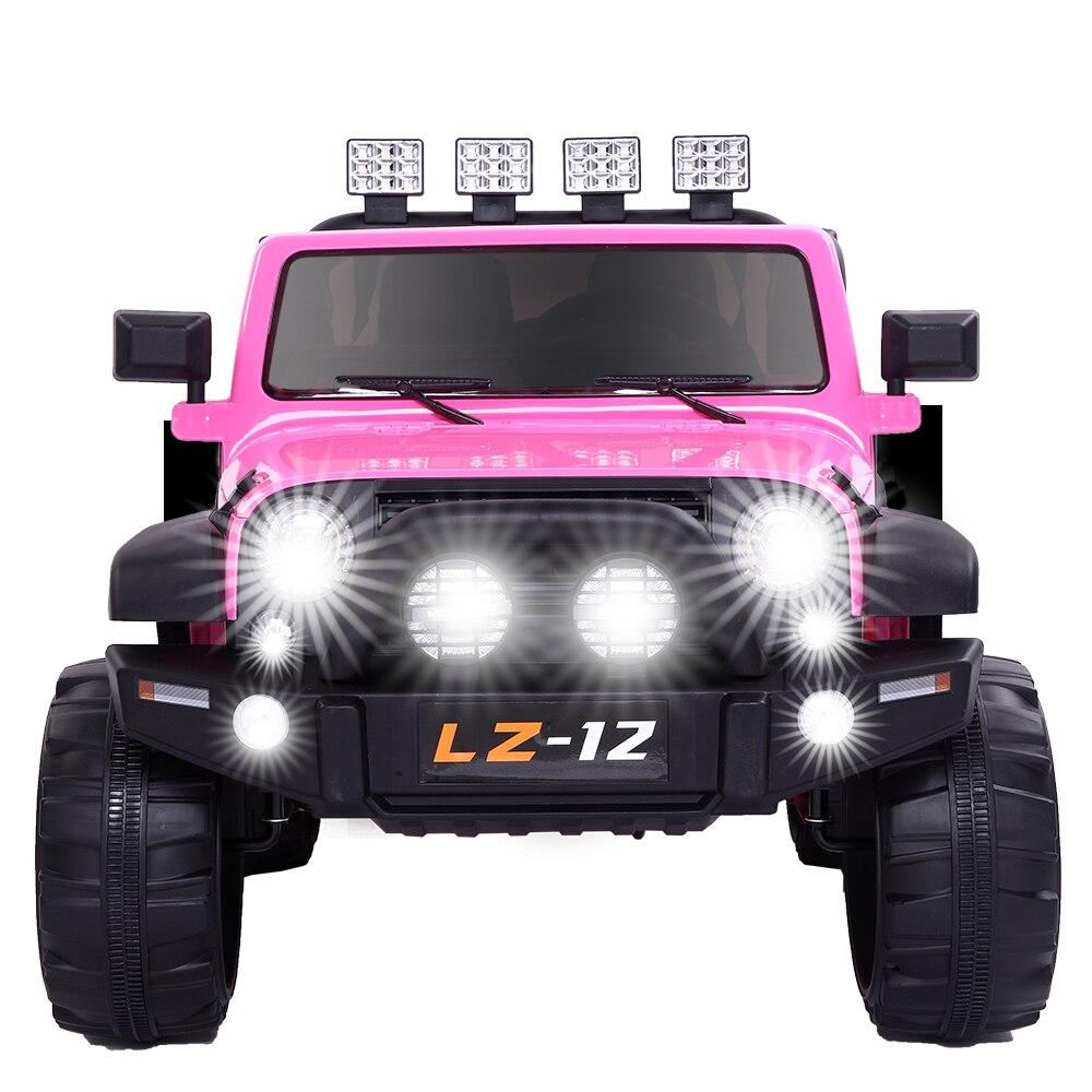 LEADZM 12V Kids Ride-On Truck Car Toy With Remote Control Jeep LED Lights Rechargeable Battery 4 mph-Pink
