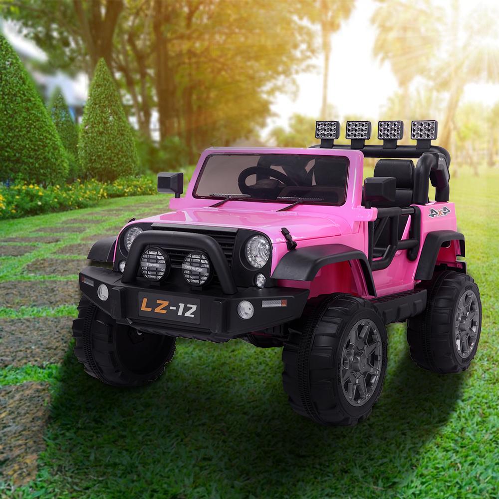 LEADZM 12V Kids Ride-On Truck Car Toy With Remote Control Jeep LED Lights Rechargeable Battery 4 mph-Pink