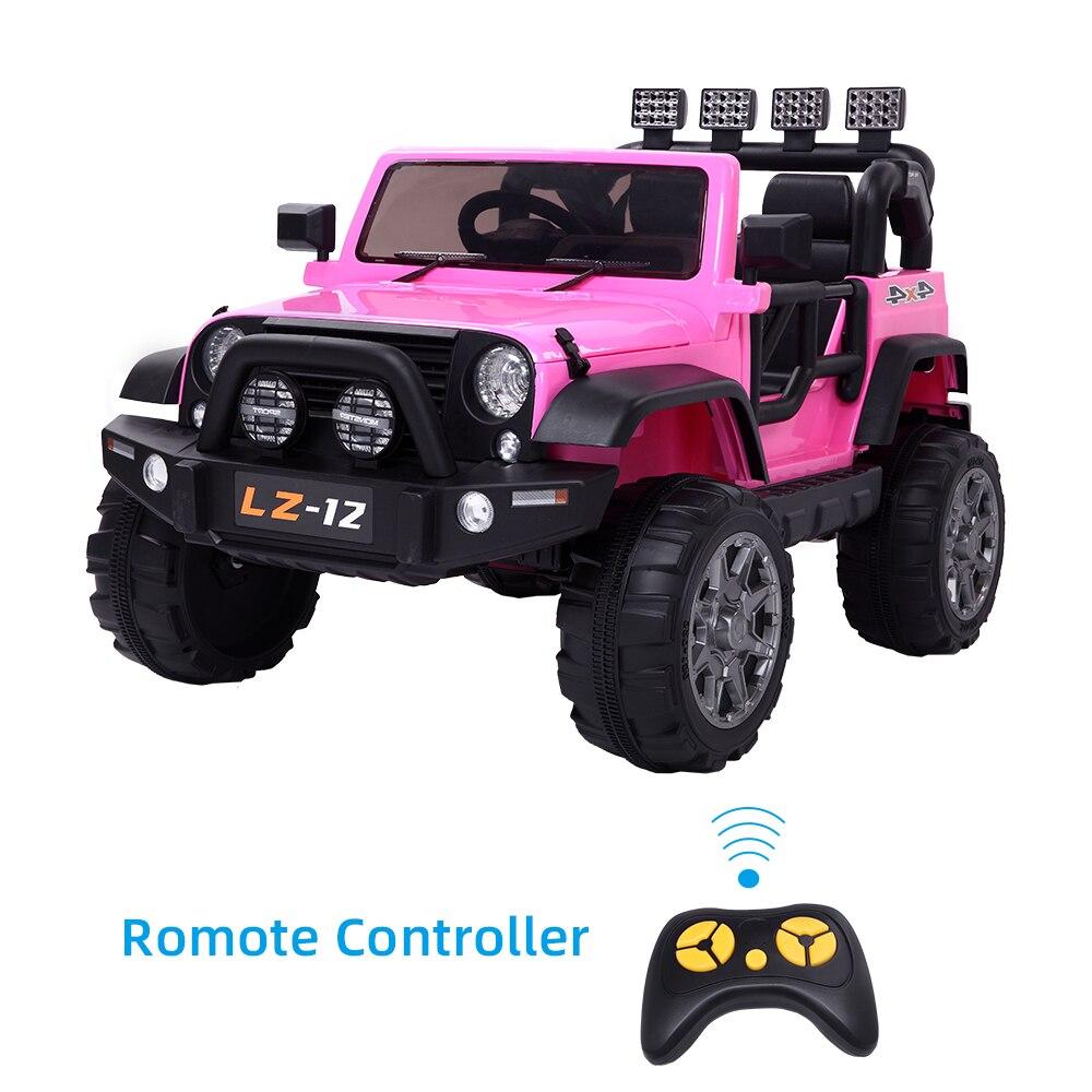 LEADZM 12V Kids Ride-On Truck Car Toy With Remote Control Jeep LED Lights Rechargeable Battery 4 mph-Pink