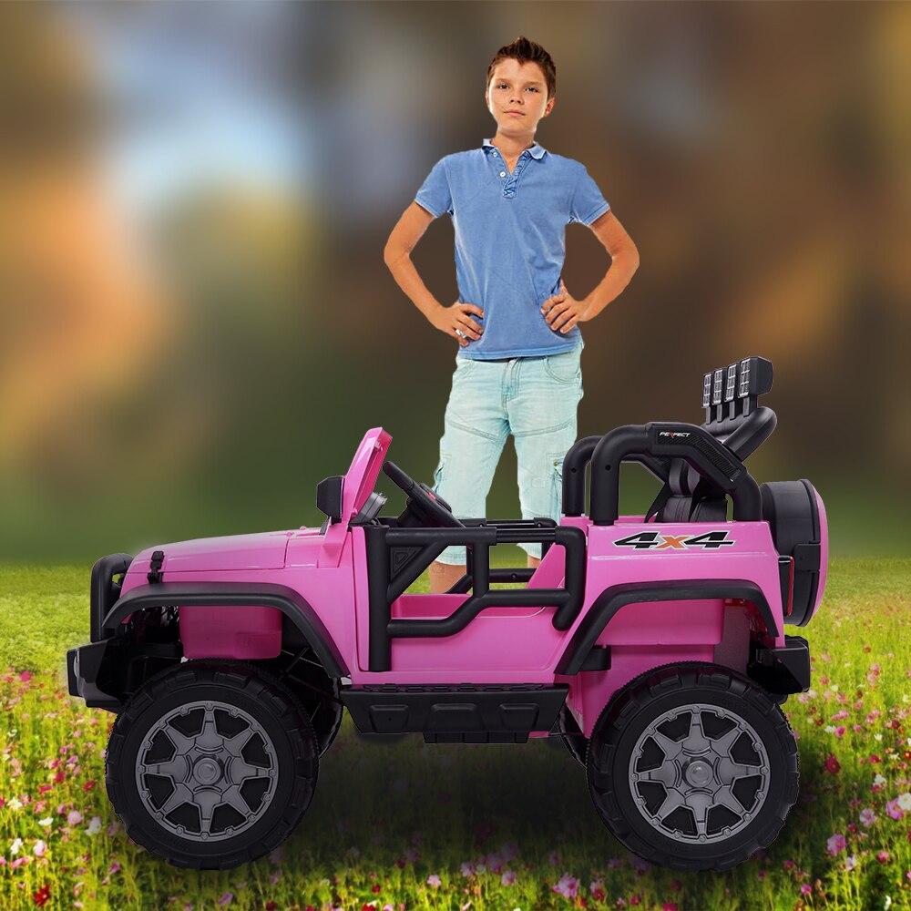 LEADZM 12V Kids Ride-On Truck Car Toy With Remote Control Jeep LED Lights Rechargeable Battery 4 mph-Pink