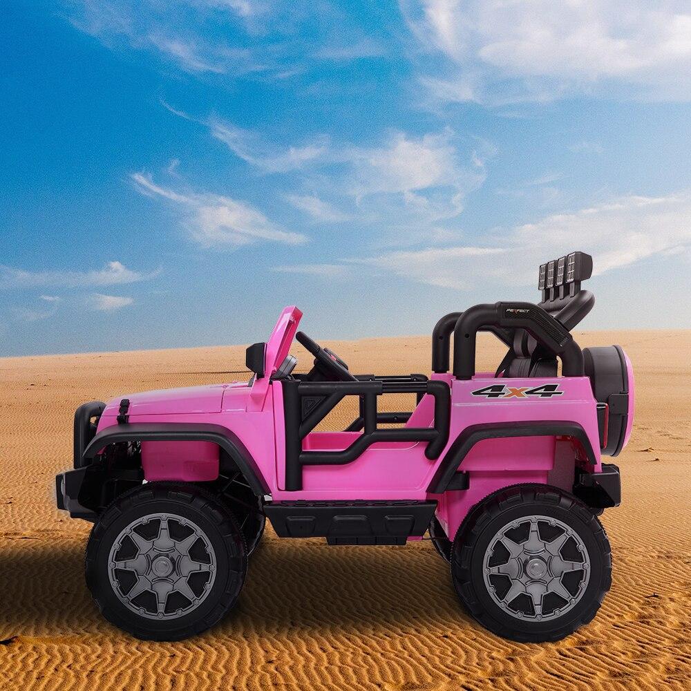 LEADZM 12V Kids Ride-On Truck Car Toy With Remote Control Jeep LED Lights Rechargeable Battery 4 mph-Pink