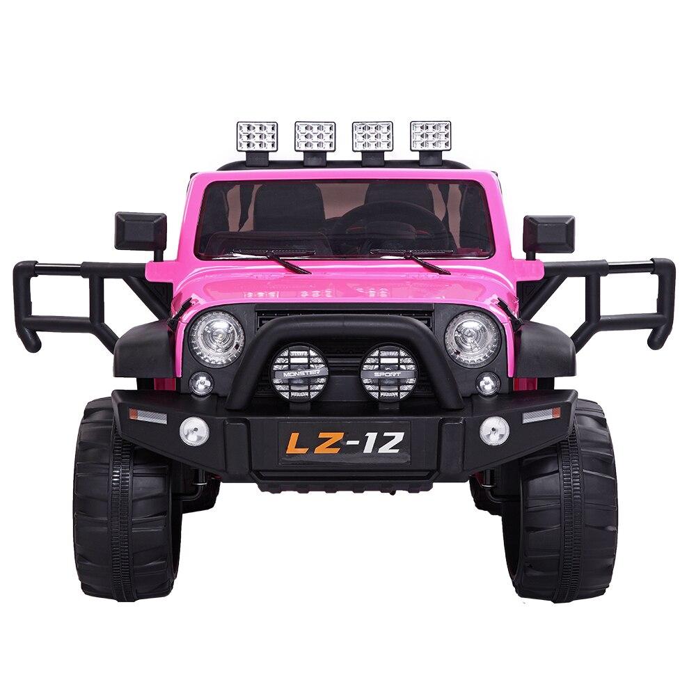 LEADZM 12V Kids Ride-On Truck Car Toy With Remote Control Jeep LED Lights Rechargeable Battery 4 mph-Pink