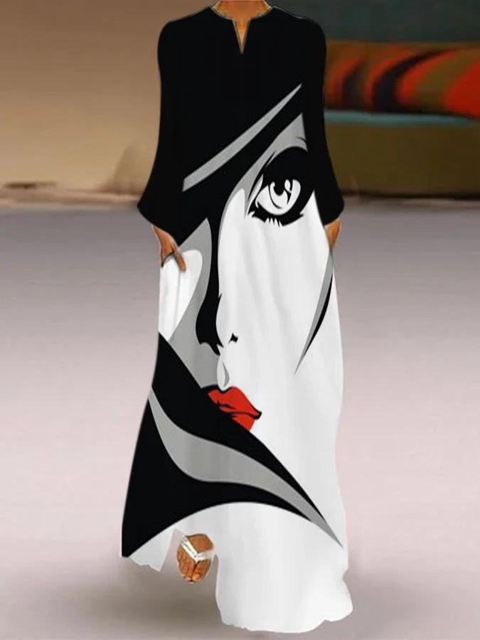 Fashion Loose Print Temperament A-Line Dress
