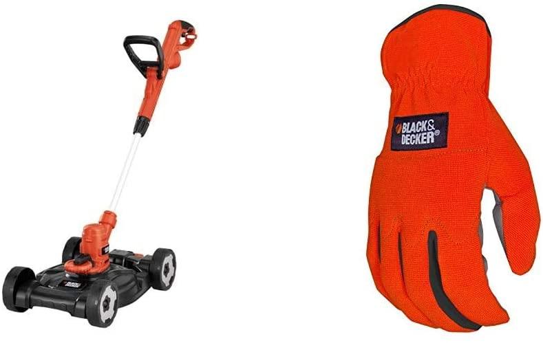 BLACK+DECKER 3-in-1 String Trimmer/Edger & Lawn Mower, 6.5-Amp, 12-Inch with Easy-Fit All Purpose Glove (MTE912 & BD505L)