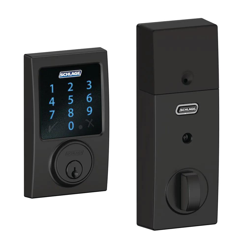 Century Matte Black Connect Smart Door Lock with Alarm
