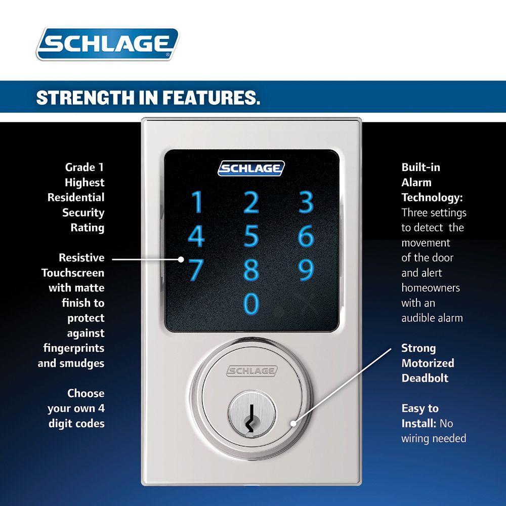 Century Matte Black Connect Smart Door Lock with Alarm