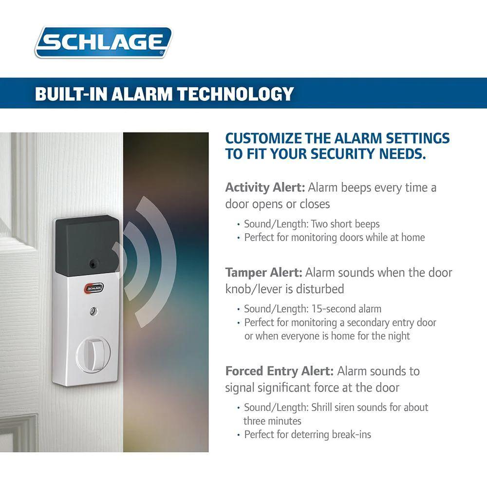 Century Matte Black Connect Smart Door Lock with Alarm