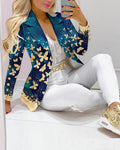 Elegant Butterfly Print Suit