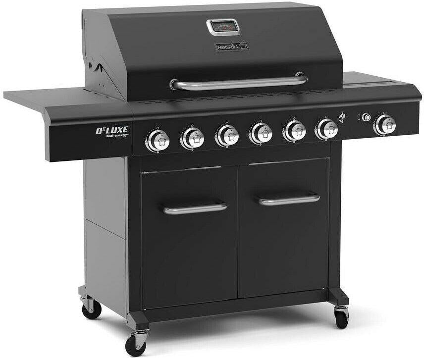 6-Burner Propane Gas BBQ Grill 60,000 BTU Side Burner 12,000 BTU Black