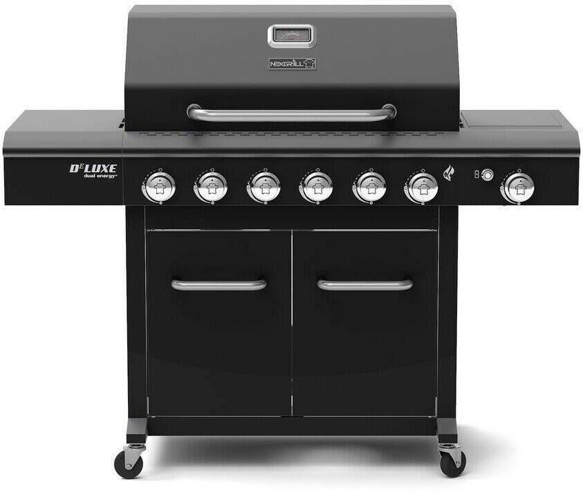 6-Burner Propane Gas BBQ Grill 60,000 BTU Side Burner 12,000 BTU Black