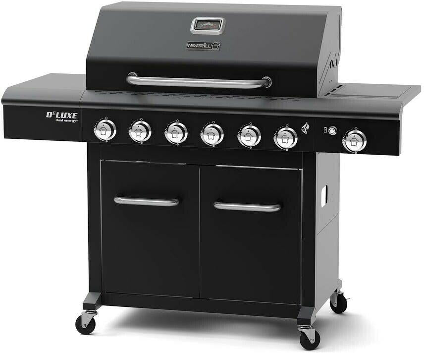 6-Burner Propane Gas BBQ Grill 60,000 BTU Side Burner 12,000 BTU Black