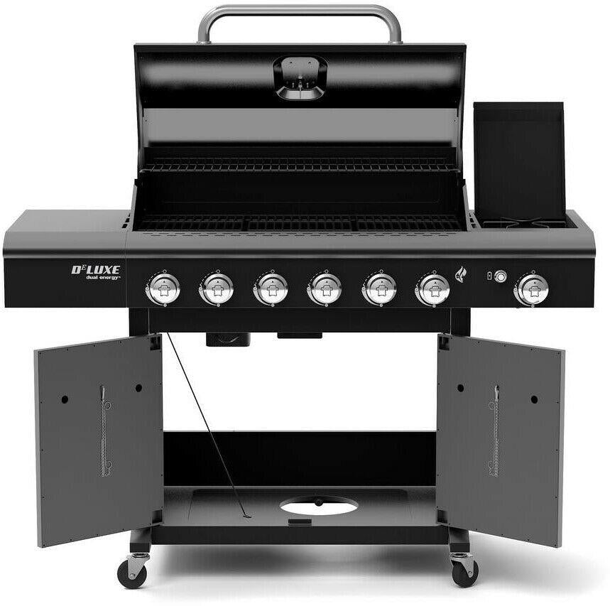 6-Burner Propane Gas BBQ Grill 60,000 BTU Side Burner 12,000 BTU Black