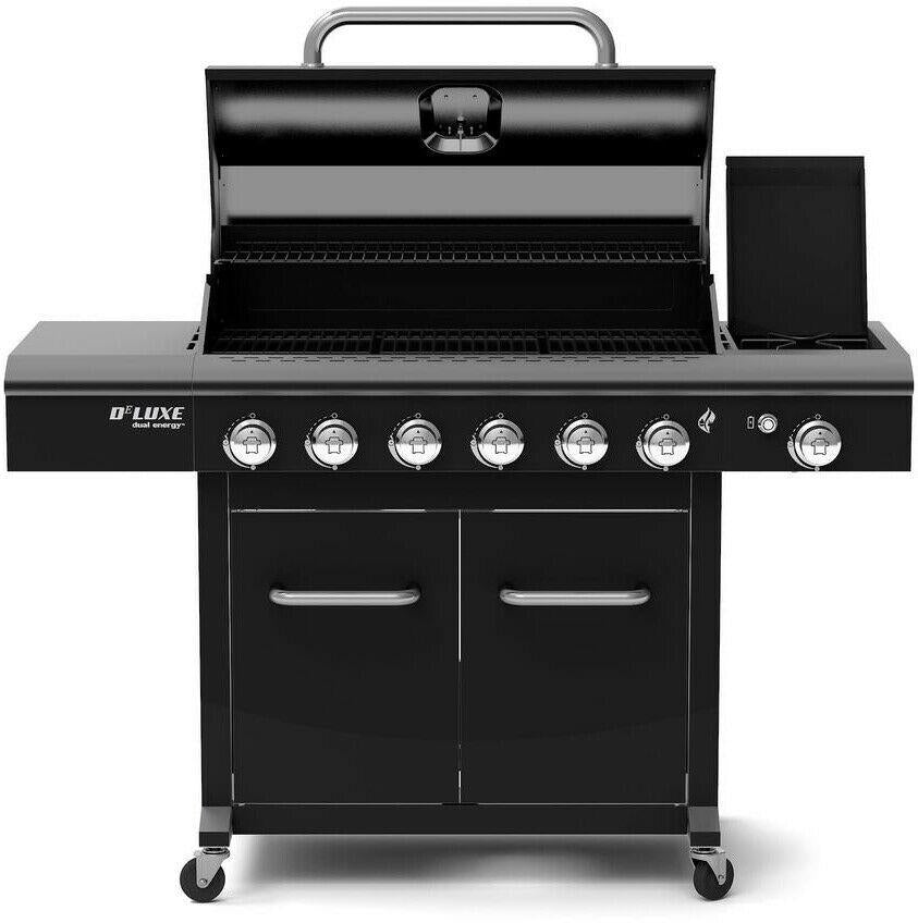 6-Burner Propane Gas BBQ Grill 60,000 BTU Side Burner 12,000 BTU Black