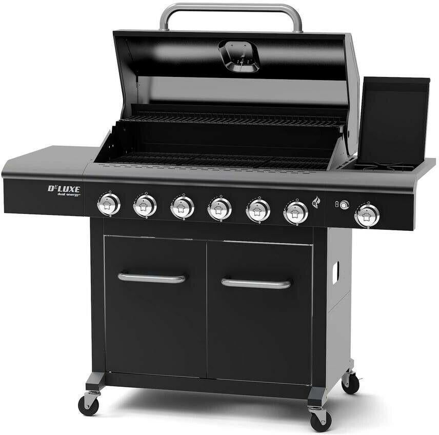 6-Burner Propane Gas BBQ Grill 60,000 BTU Side Burner 12,000 BTU Black