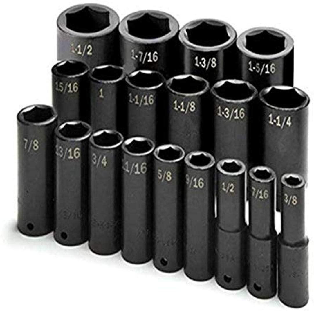 SK Hand Tools 4049 19-Piece 1/2-Inch Drive 6 Point Deep Fractional Impact Socket Set