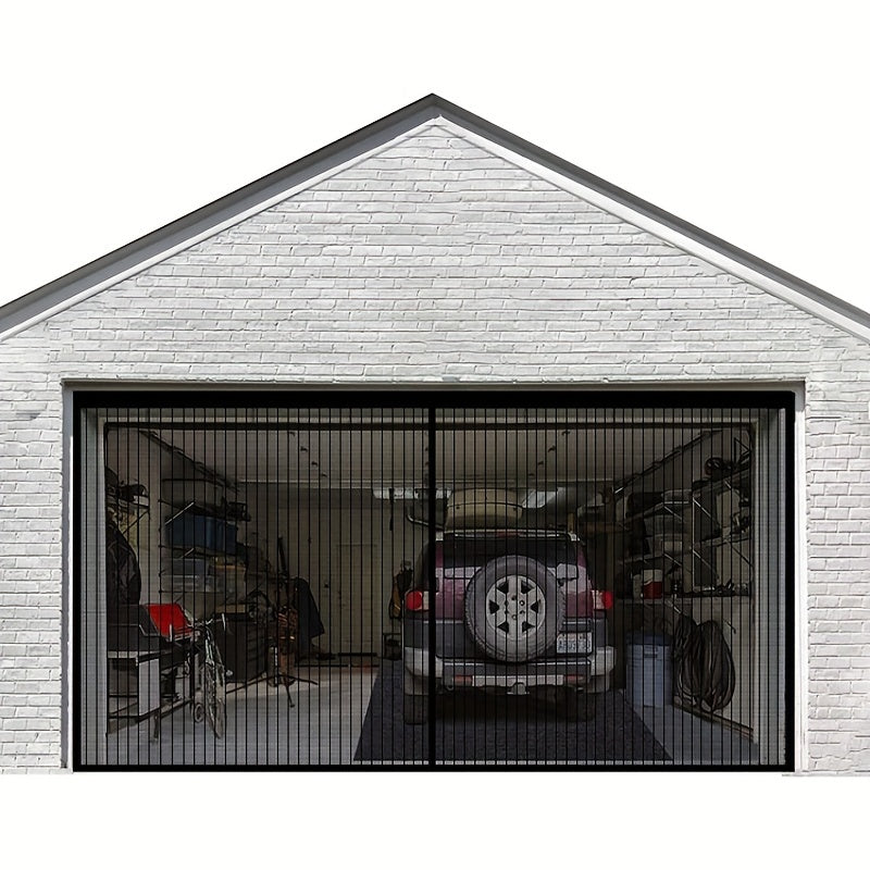 Double GaraScreen Door, 13*6.56FT Magentic GaraDoor Net For 2 Car GaraDoor Screen, Fiberglass GaraScreen Cover Kit, Magnets And Weighted