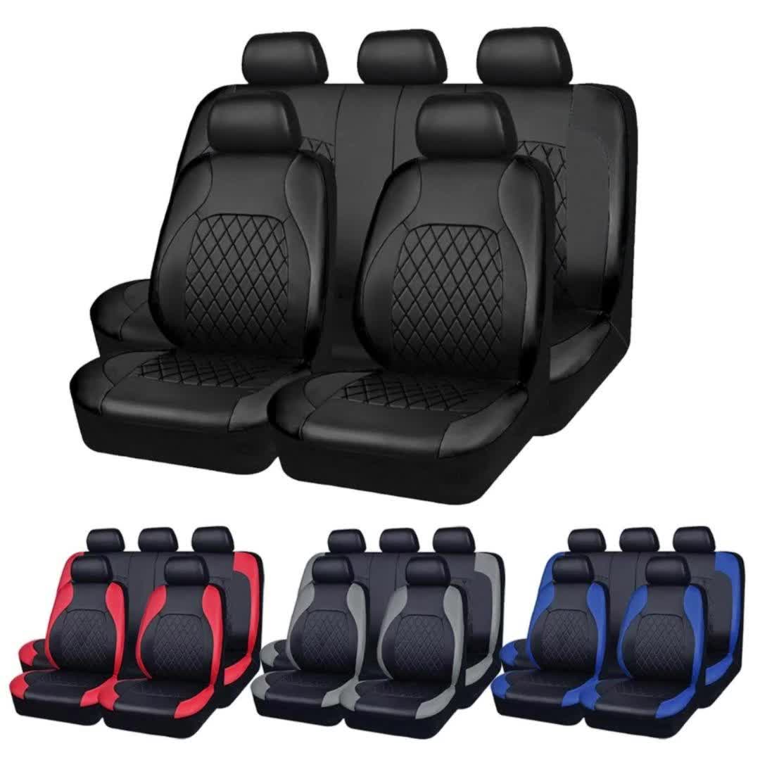 Upgrade Your Car Interior With 9Pcs/Set Quilted Leather Thread Pressing Seat Covers - Airbag Compatible &amp; Breathable!