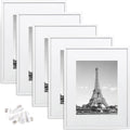 upsimples 16x20 Picture Frame Set of 5, Display Pictures 11x14 with Mat or 16x20 Without Mat,Wall Gallery Poster Frames,White