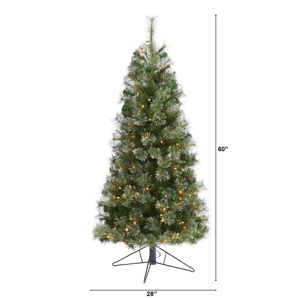 Nearly Natural Green 5' Cashmere Artificial Christmas Tree with 250 Clear Prelit Incandescent Lights