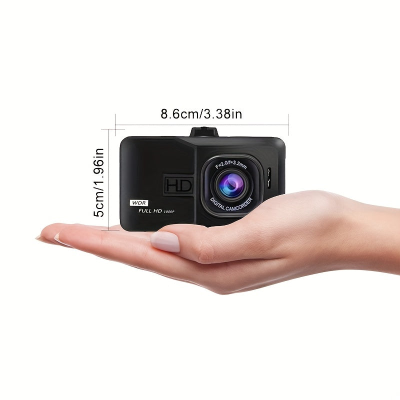 3 Inch HD 1080P Dash Cam With Suction Cup, Night Vision &amp; Cycle Recording