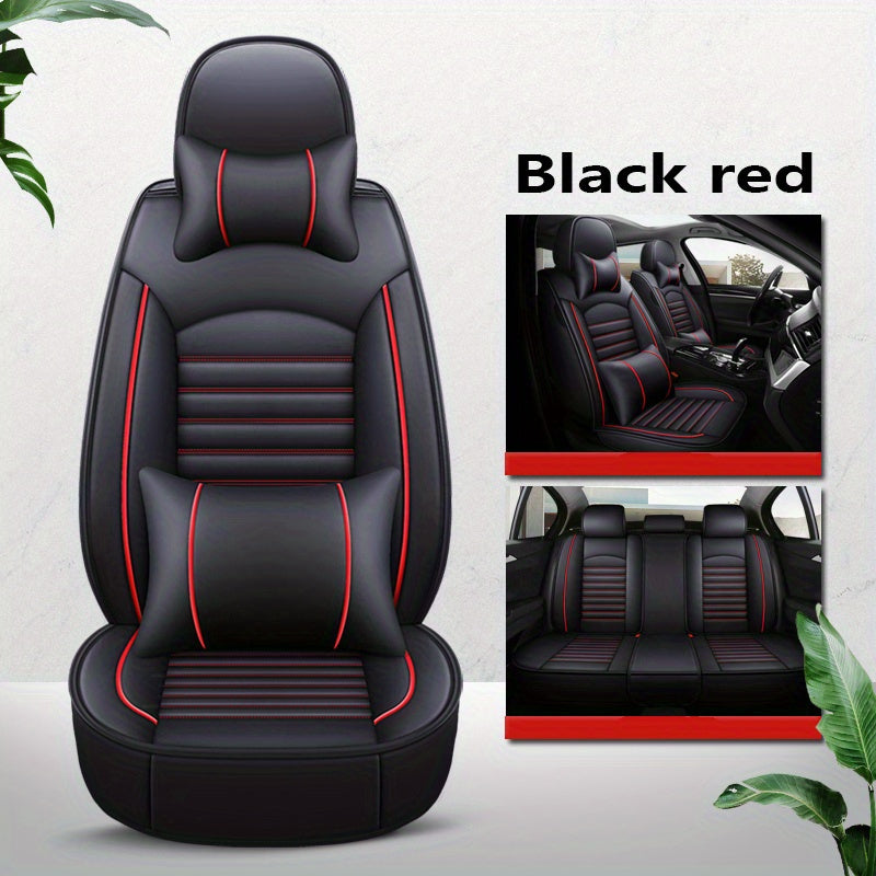 5-seat All-inclusive Car Seat Cover PU Leather Four Seasons Universal Car Seat Protector Compatible With Five-seat Car Pickup Truck SUV Off-road