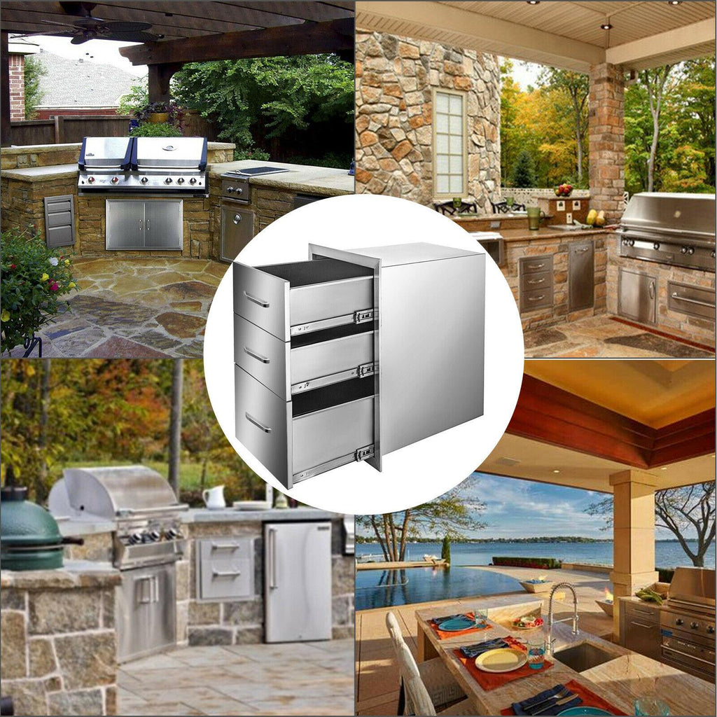 18"Wx23"H Outdoor Kitchen Drawers Double Access StoraBBQ Drawer Grill Station