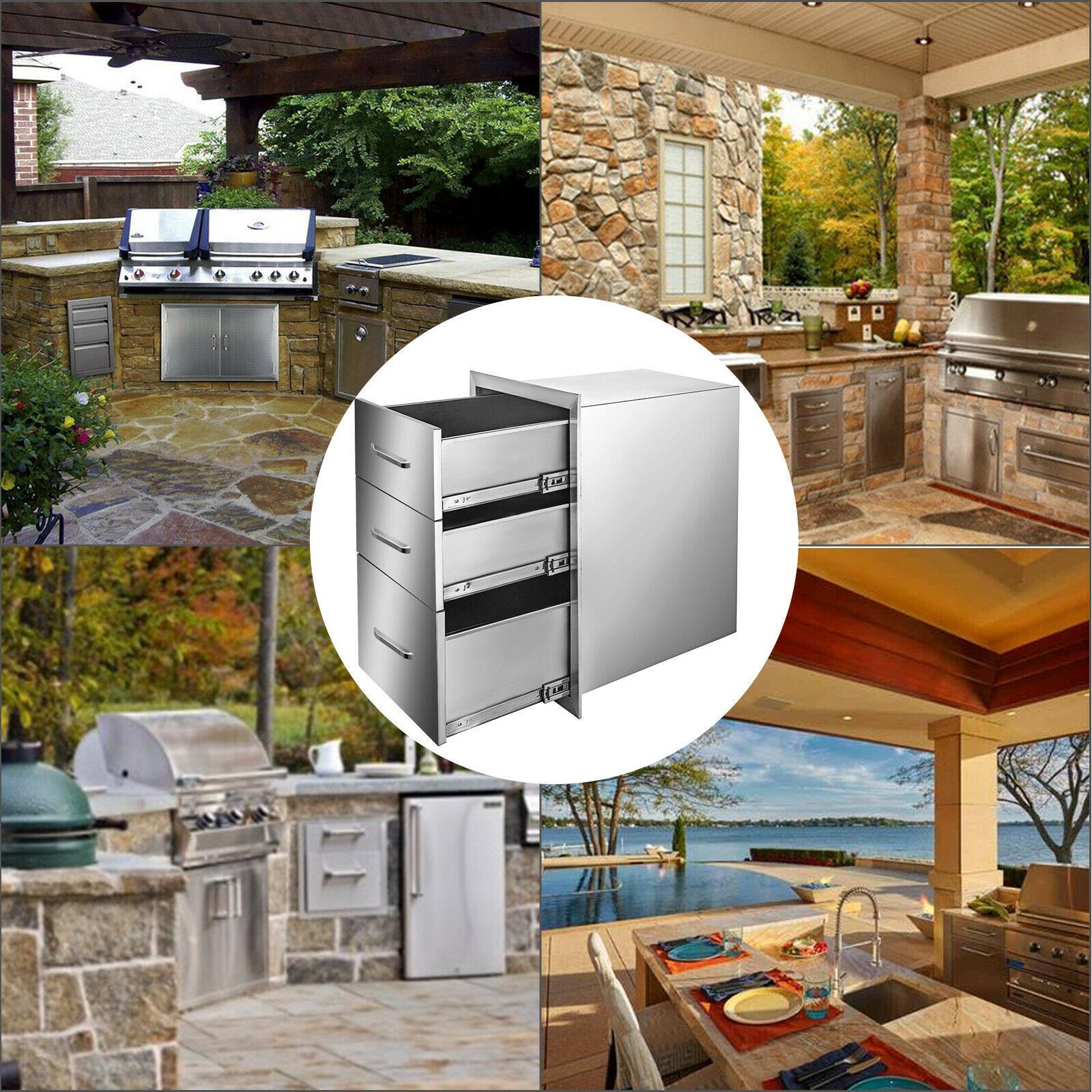 18"Wx23"H Outdoor Kitchen Drawers Double Access StoraBBQ Drawer Grill Station