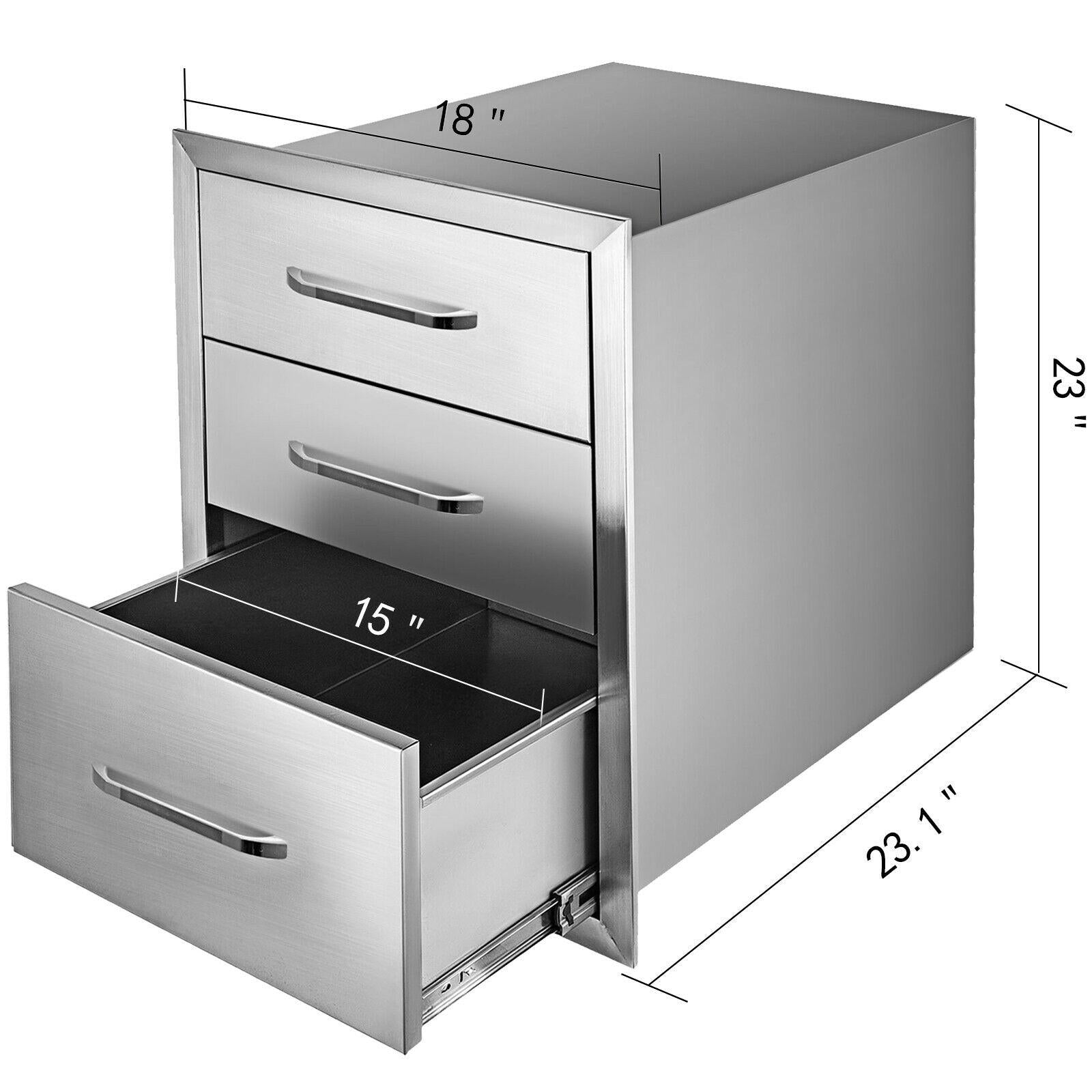 18"Wx23"H Outdoor Kitchen Drawers Double Access StoraBBQ Drawer Grill Station