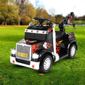 Zimtown Kids Small Crane Ride-On Car Vehicle Toy with 6V Battery Powered Electric Red 4-Wheeler 3 KM / H, w/ LED Headlights, Music Board Black
