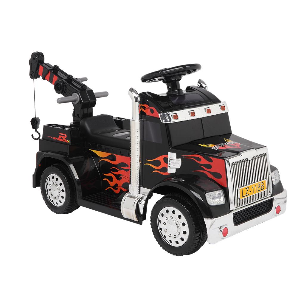 Zimtown Kids Small Crane Ride-On Car Vehicle Toy with 6V Battery Powered Electric Red 4-Wheeler 3 KM / H, w/ LED Headlights, Music Board Black