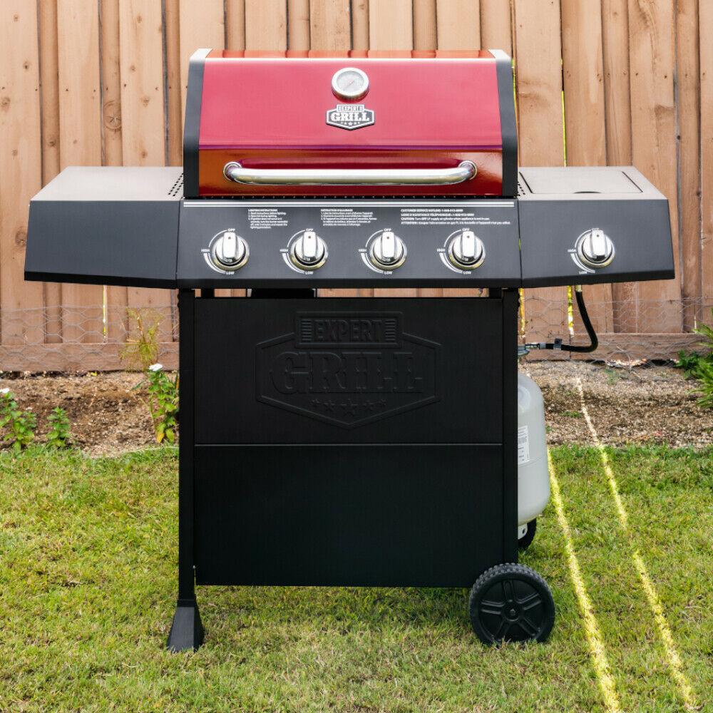 Grill Gas Bbq Outdoor Propane Portable CooBarbecue 4 Burners Side Burner