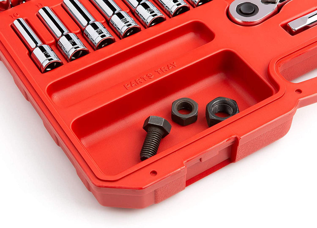 TEKTON 1/2 Inch Drive 6-Point Socket &amp; Ratchet Set, 58-Piece (3/8-1 in., 10-24 mm) | SKT25301