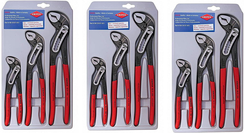 Knipex 002007US1 3-Piece Alligator Pliers Set (7-Inch, 10-Inch, 12-Inch), 3 Pack