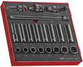 Teng Tools 21 Piece 1/2 Inch Drive 6 Point Regular &amp; Deep Impact Socket Set In EVA Tray - TED9121