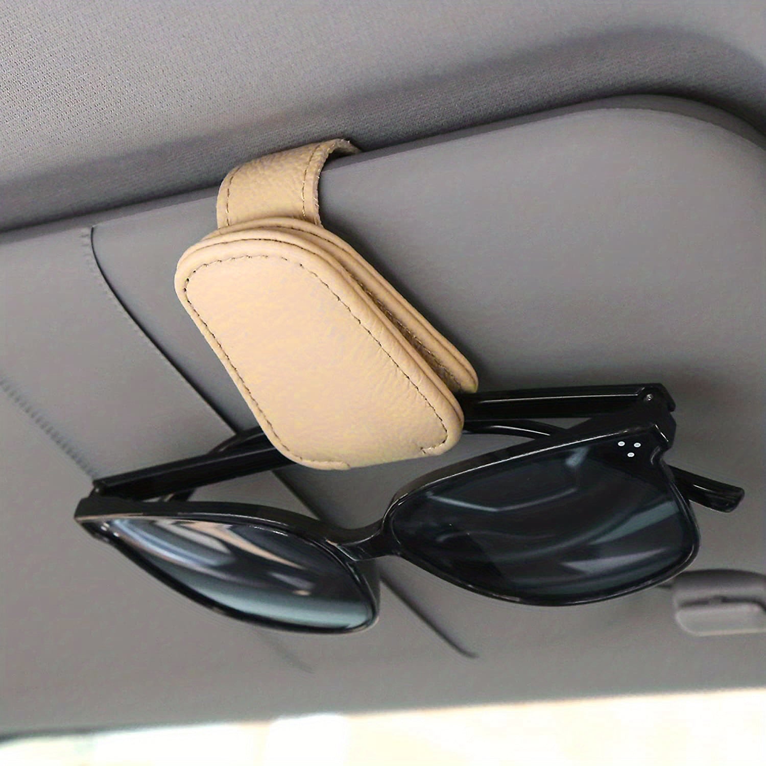 1pc Magnetic PU Leather Car Visor Sunglasses Holder, Sunglasses Holders For Car, Sunglasses Clip For Car Visor, Car Interior Visor Accessories