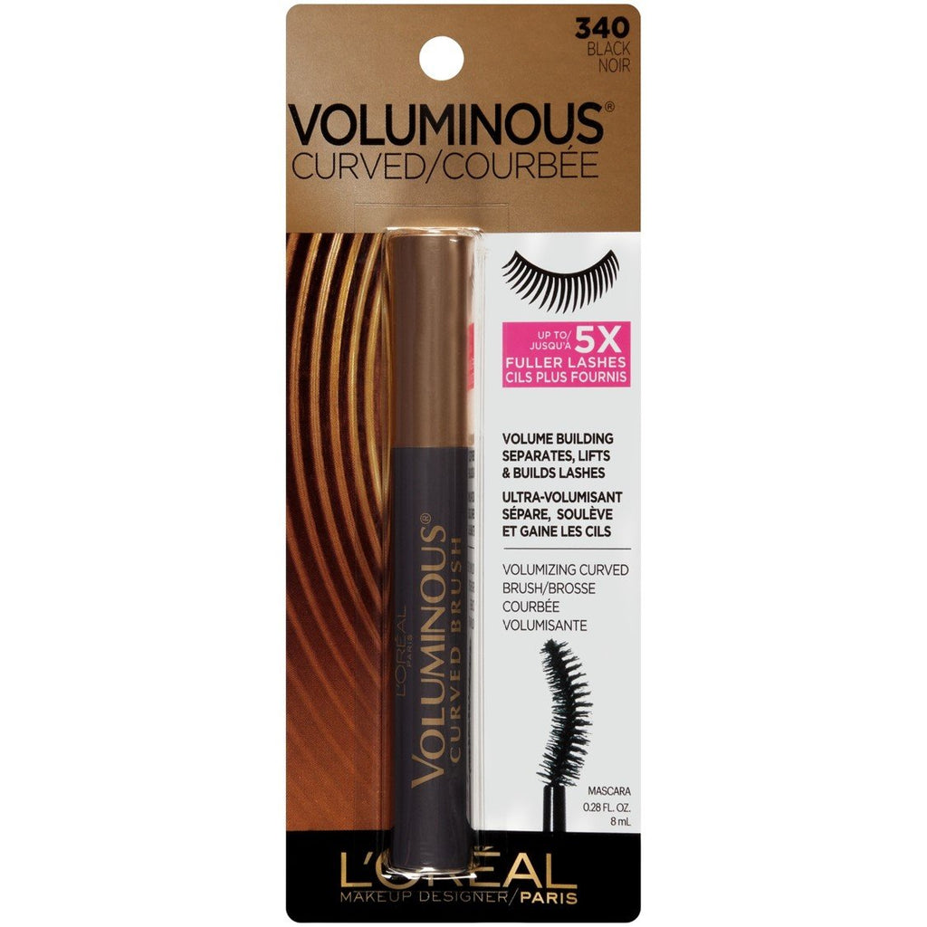 L’Oreal Paris Makeup Voluminous Mascara Original, Curved Brush Lifts &amp; Builds Lashes Up To 5X Volume, Clump Free, Smudge Free, Black, 0.28 Fl Oz