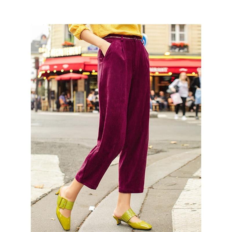 velvet high waist pants