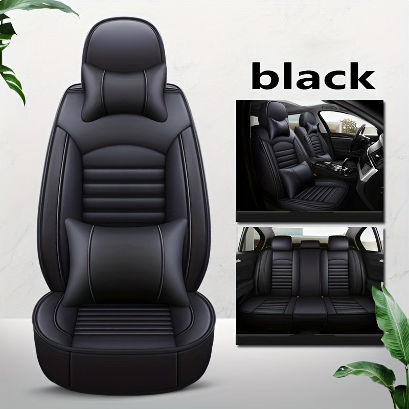 5-seat All-inclusive Car Seat Cover PU Leather Four Seasons Universal Car Seat Protector Compatible With Five-seat Car Pickup Truck SUV Off-road