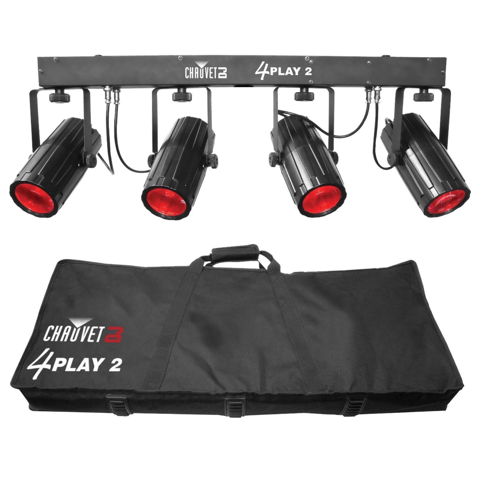 Chauvet DJ 4PLAY 2 RGBW LED Effect Light System with Hurricane 700 Fog Machine Package