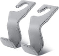EldHus Seat Hooks for Purses and Bags, 2 Pack Car Purse Holder for Grocery Bag Handbag Clothes, Metal Headrest Hooks Covered by Leather, Grey
