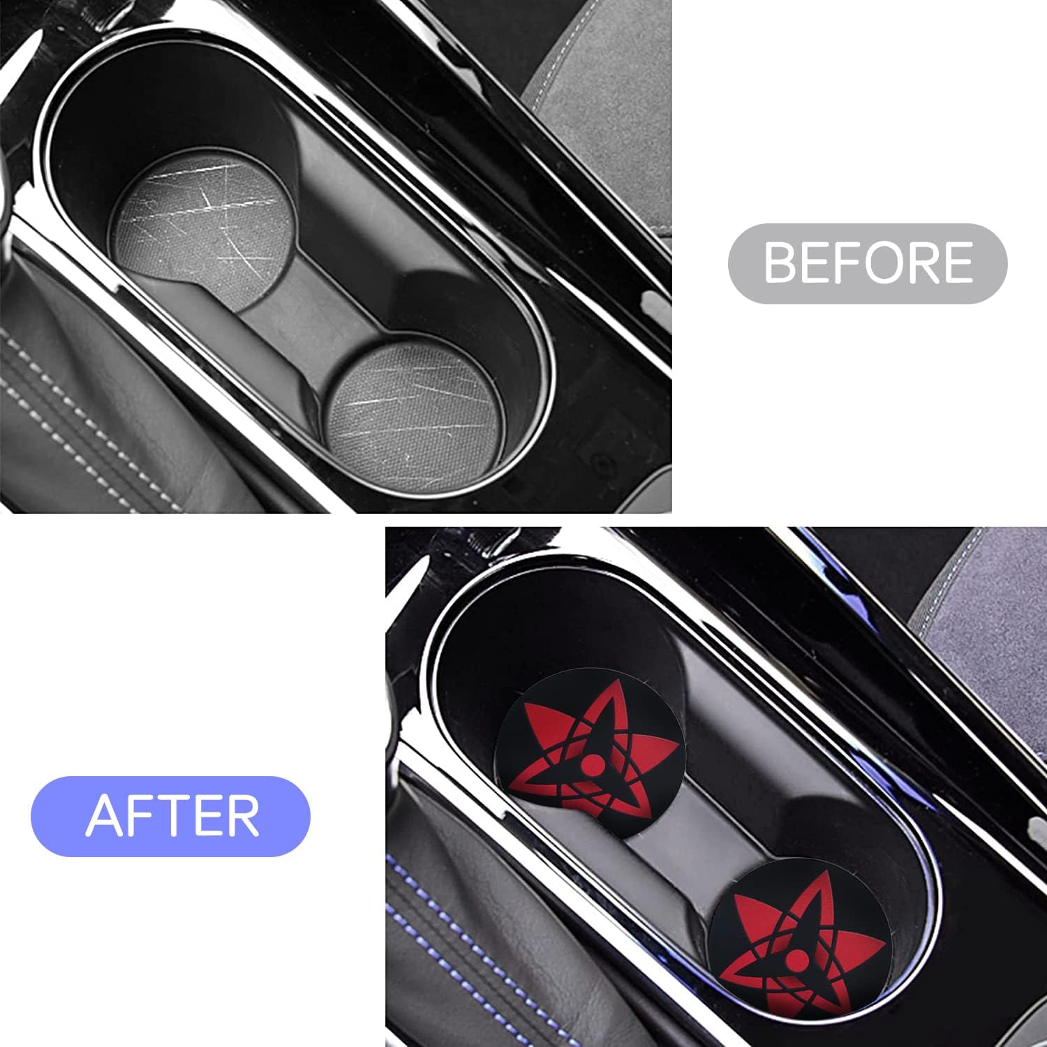 Car Cup Holder Coaster 2 PCS 2.75" Car Cup Holder Insert Coasters for Anime Silicone by FLYEEGO