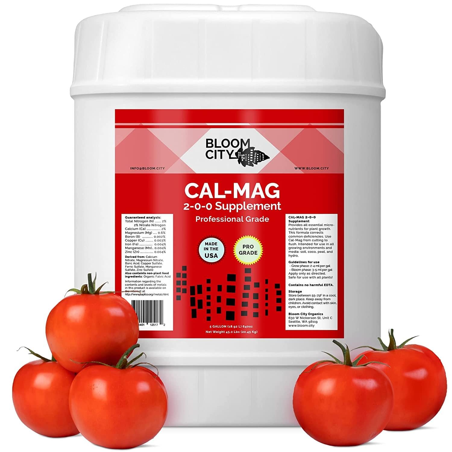 Bloom City Professional Grade Ultra Pure Cal-Mag Growing Fertilizer, 5 Gallon (640 oz)