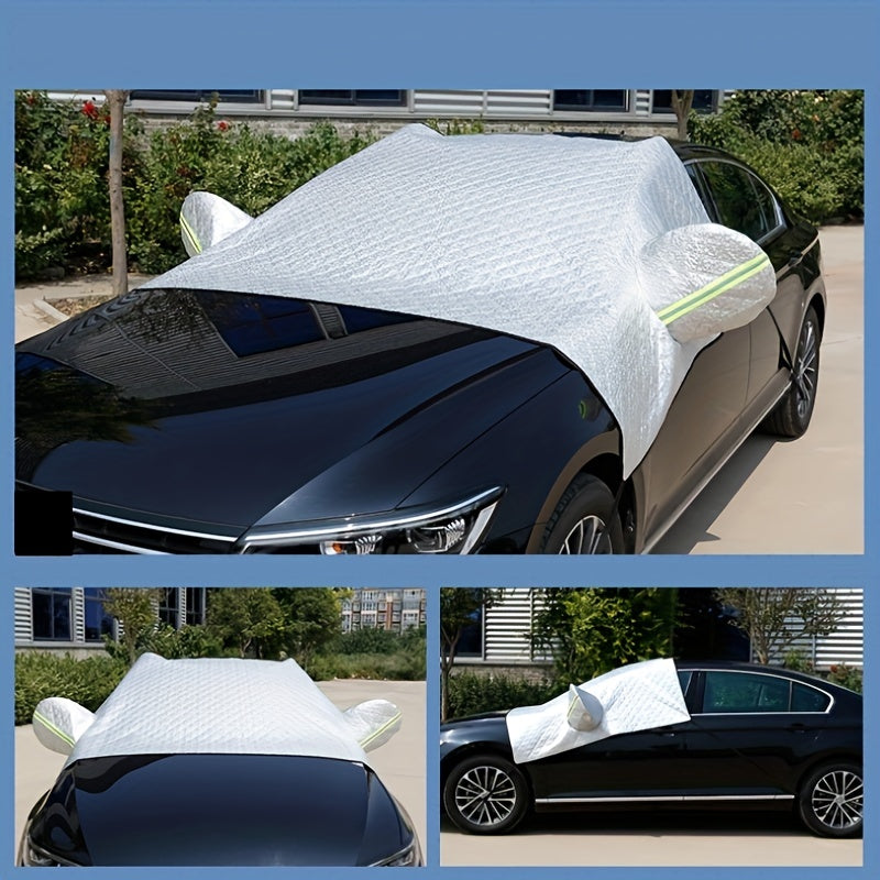 Car Heavy Duty Ultra Thick Protective Windscreen Cover - Snow Ice Frost Sun UV Dust Water Resistent - Pefect Fit For Cars SUVs All Years Summer/Winter