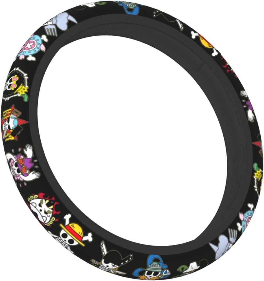 Anime Steering Wheel Cover Anime Car Accessories for Men Women with 2 Pcs Car Air Freshener, 15 Inch Anti-Slip Car Steering Wheel Covers Universal Fit