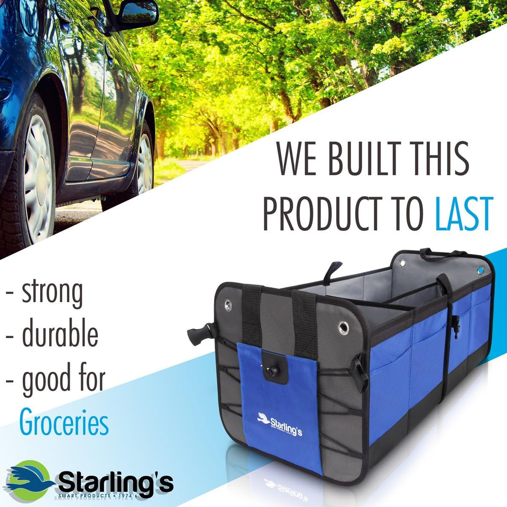 Starling's Car Trunk Organizer - Durable Storage SUV Cargo Organizer Adjustable, Blue