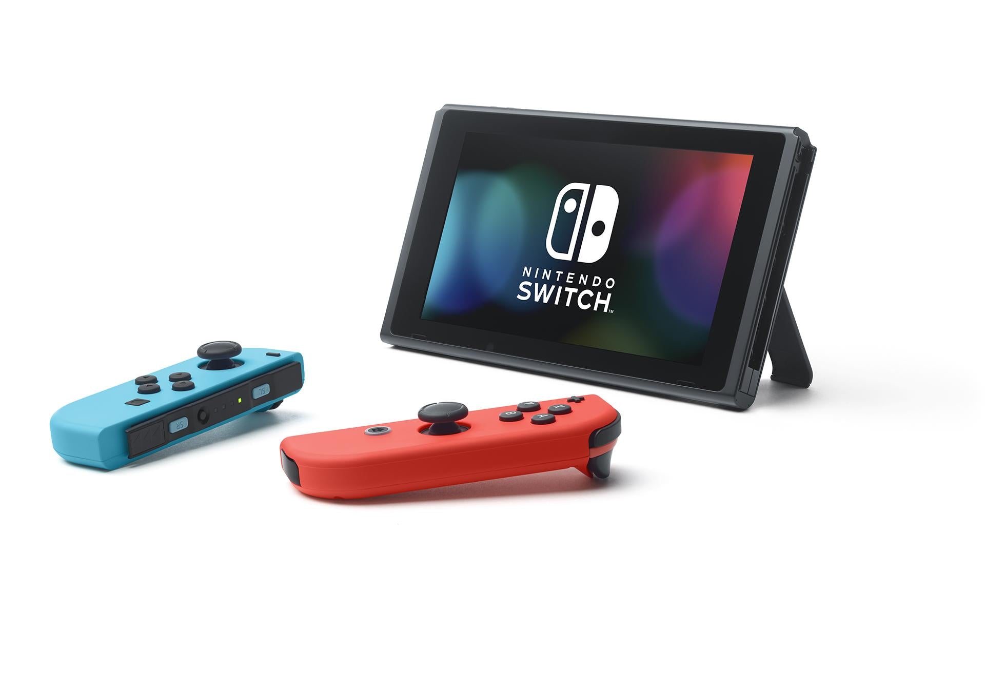 Nintendo SwitchTM w/ Neon Blue &amp; Neon Red Joy-ConTM + Mario KartTM 8 Deluxe (Full Game Download) + 3 Month Nintendo Switch Online Individual Membership