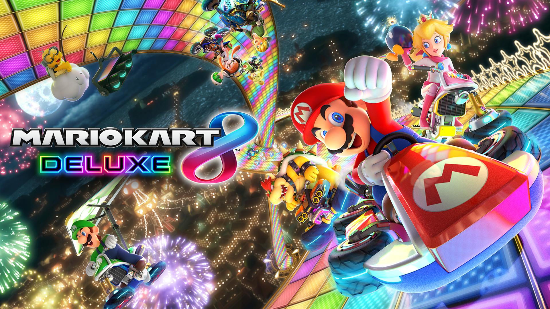 Nintendo Switch with Blue &amp; Red Joy-Con, Mario Kart 8 Deluxe &amp; 3 Month MemberBundle
