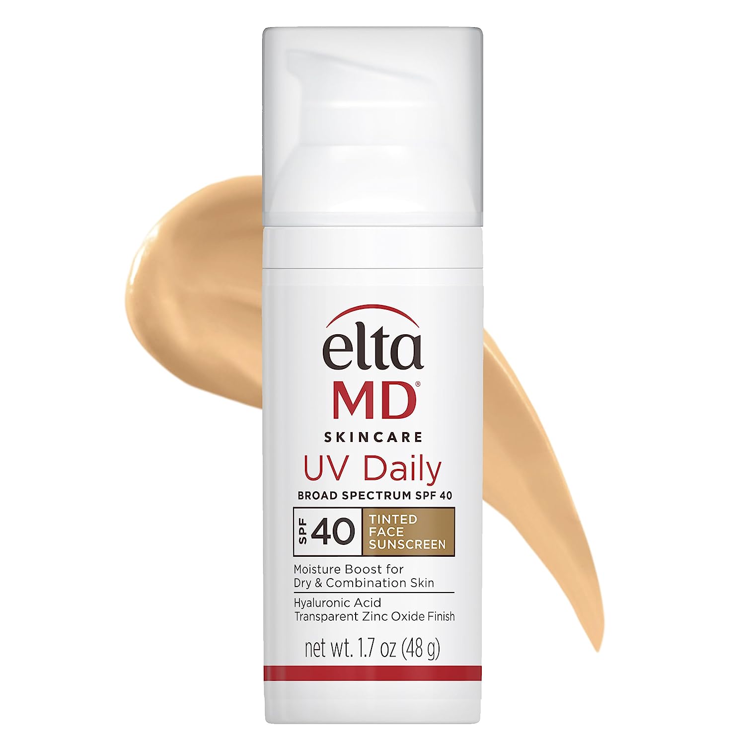 EltaMD UV Daily Tinted Sunscreen with Zinc Oxide, SPF 40 Face Sunscreen Moisturizer, Helps Hydrate Skin and Decrease Wrinkles, Lightweight Face Sunscreen, Absorbs Into Skin Quickly, 1.7 oz Pump
