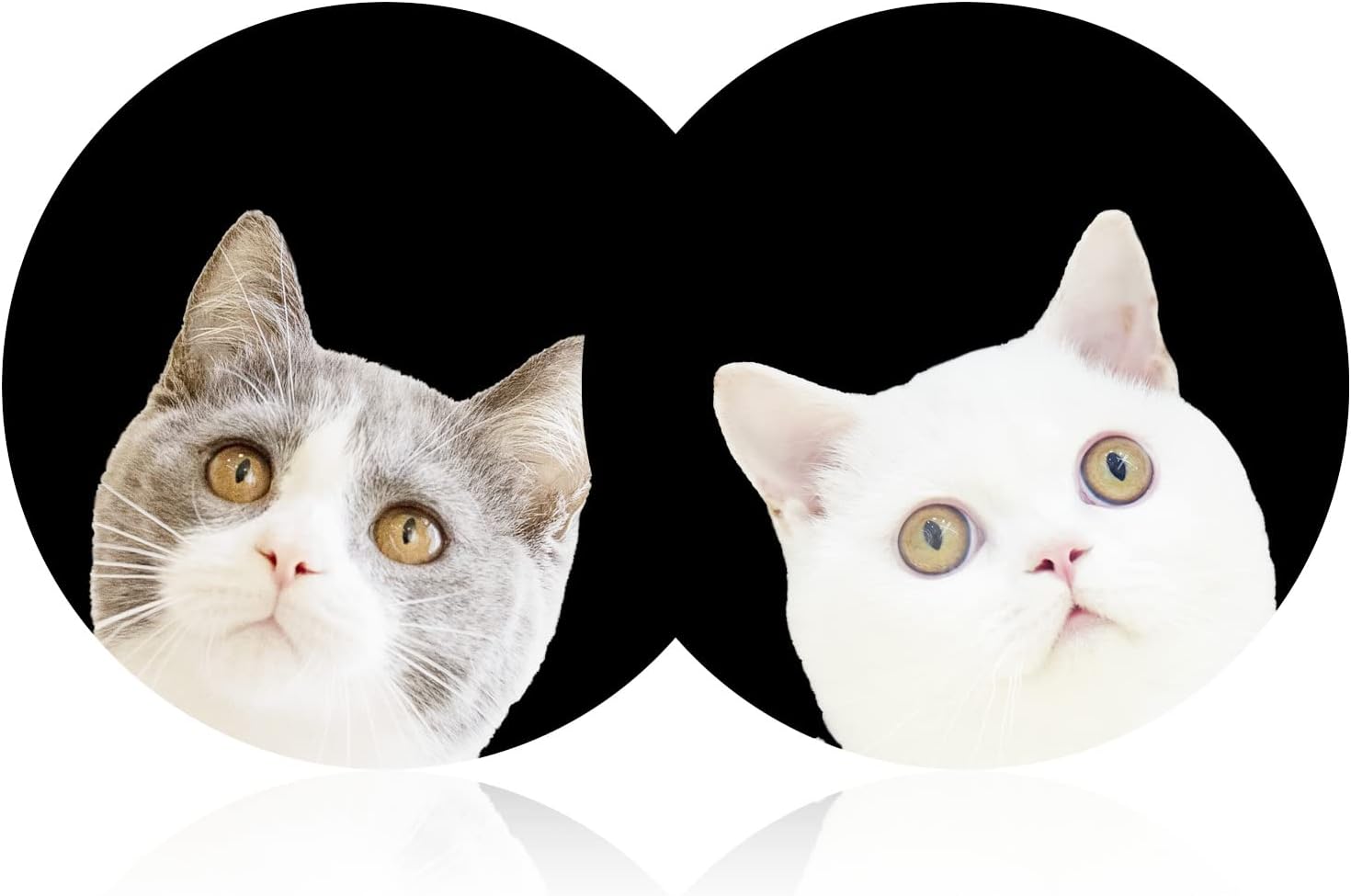 Cute Cat Funny Cat Car Coasters, 2PCS 2.75" Car Cup Holder Coasters Silicone Car Cup Holder Insert Coasters for Women Car Interior Accessory by FLYEEGO