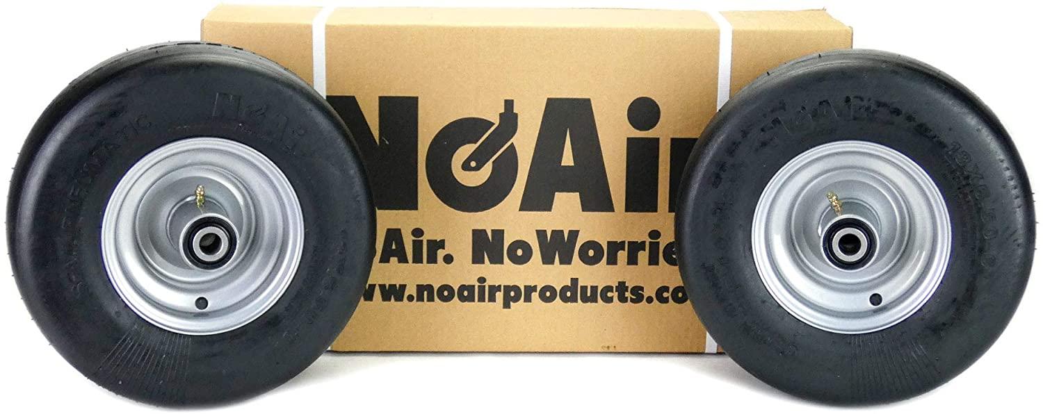 NoAir (2) Hustler Flat Free Wheel Assemblies 13x6.50-6 fits X One Super Z 604898 789537